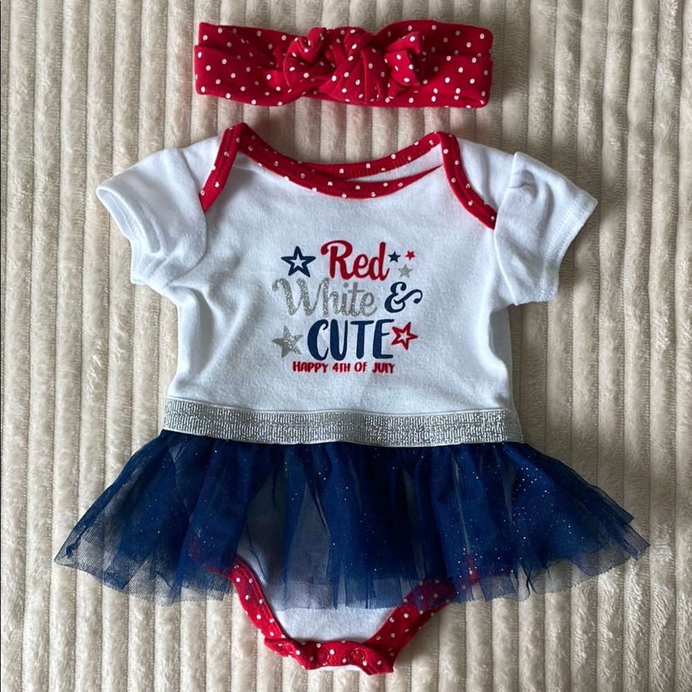 $3💕 Baby Essentials 4th of July Red, White and Blue Baby Girl Outfit
